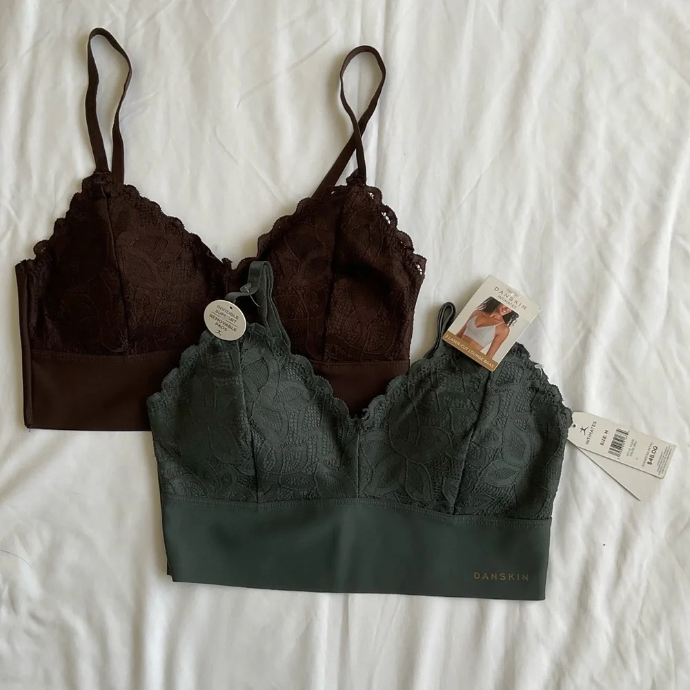 Danskin Lace Bralette Duo - Chocolate and Forest - Picture 1 of 4